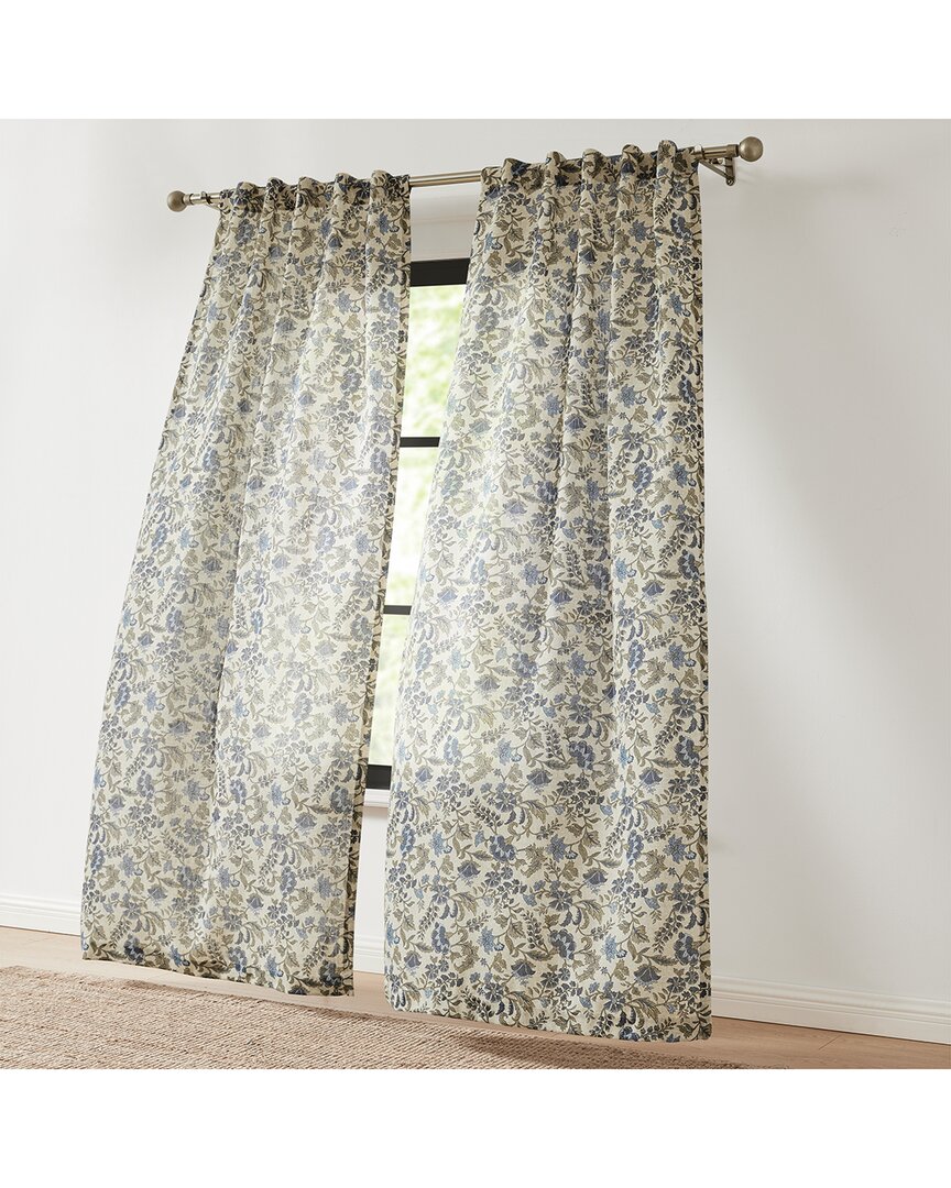Lush Decor Lush Décor Lillian Block Print Linen Textured Window Curtain Panels In Multi