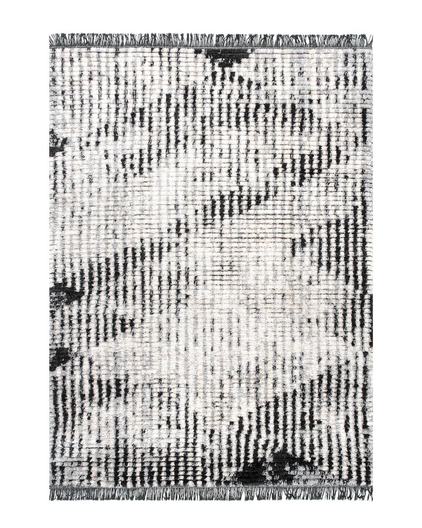 Nuloom Mandi Soft Shag Abstract Fringe Rug In Grey