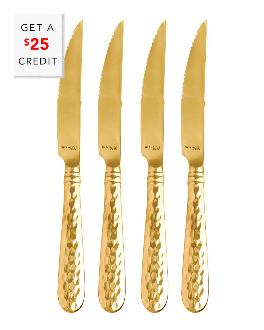 Shop Vietri Martellato Set Of 4 Steak Knives With $25 Credit In Gold