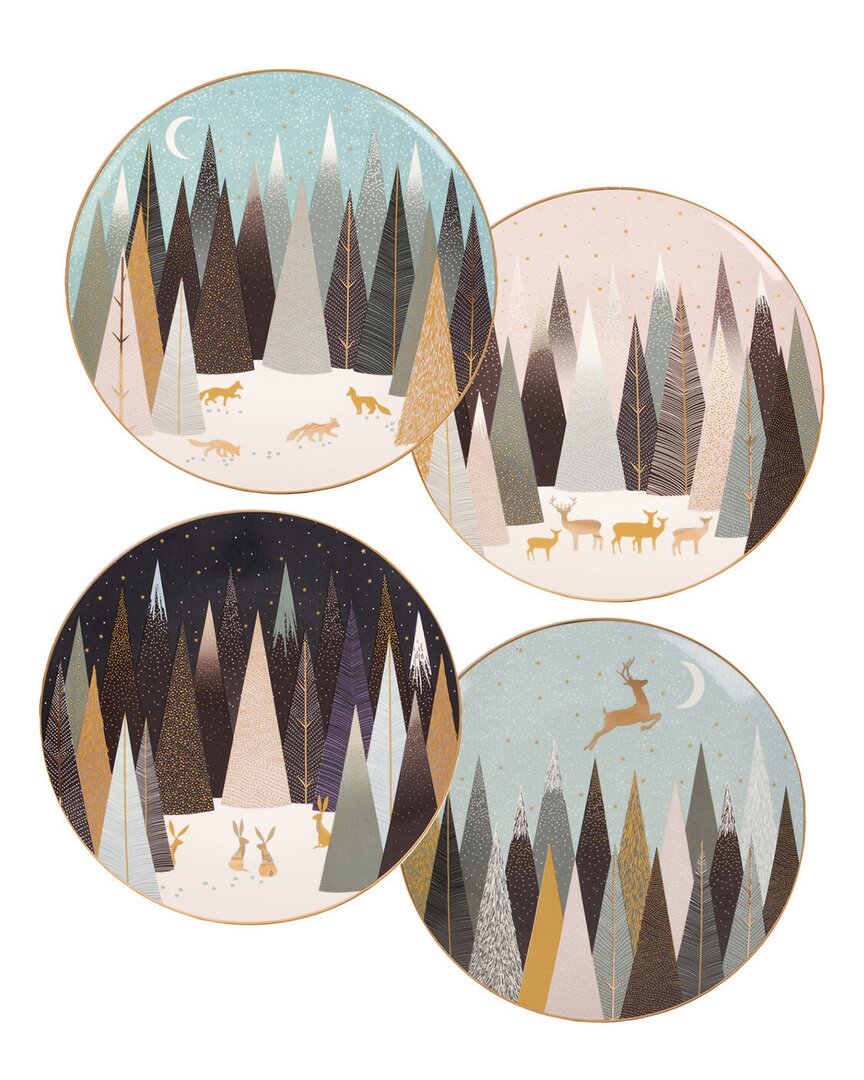 Portmeirion Set Of 4 Salad Plates In Multi