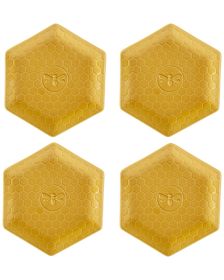 CERTIFIED INTERNATIONAL CERTIFIED INTERNATIONAL FRENCH BEES SET OF 4 EMBOSSED HONEYCOMB DINNER PLATES