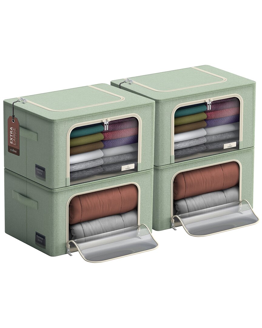Sorbus Set Of 4 Large Storage Bins With Windows In Teal