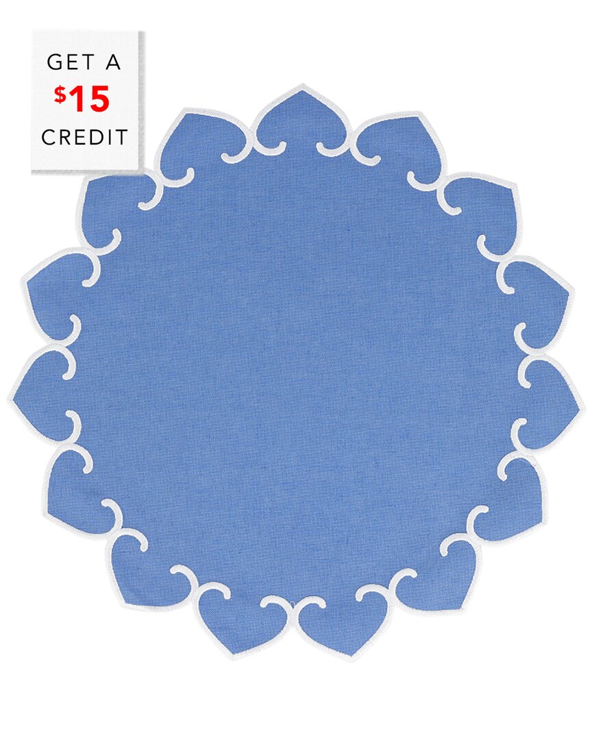 Vietri Tessuti Set Of 4  Cornflower Blue Round Placemats In Blue