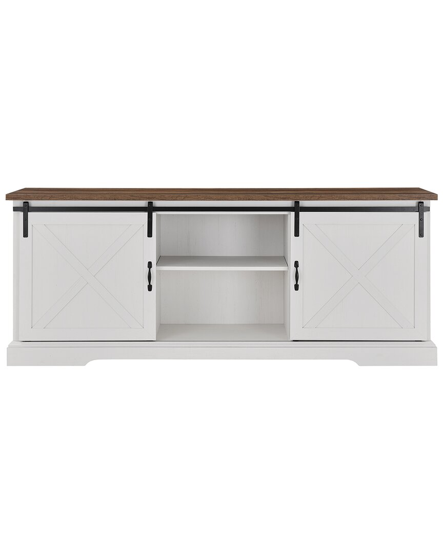 Walker Edison Farmhouse Sliding X Barn Door 70in Tv Stand For 80in Tvs In White