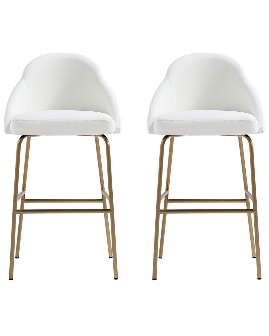 Manhattan Comfort Set Of 2 Gracie Modern Leatherette Barstools With Steel Legs