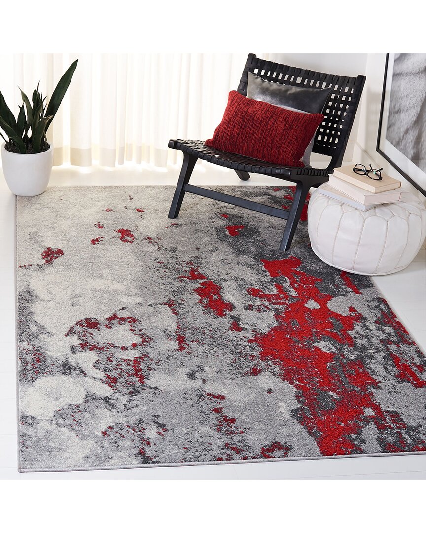 Safavieh Adirondack Machine Made Area Rug, Red / Grey Contemporary Style Easy Care In Gray
