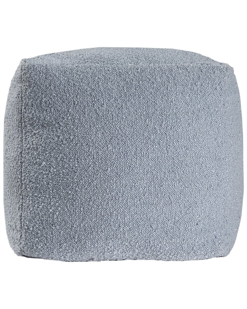 Lr Home Boucle Contemporary Boucle Handmade Textured Pouf In Blue