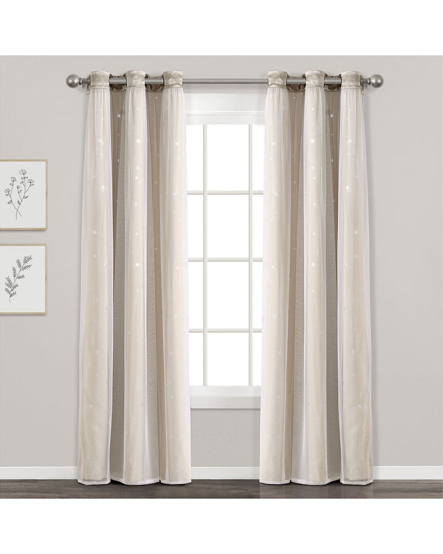 Lush Decor Star Sheer Insulated Grommet Blackout Window Curtain In Neutral