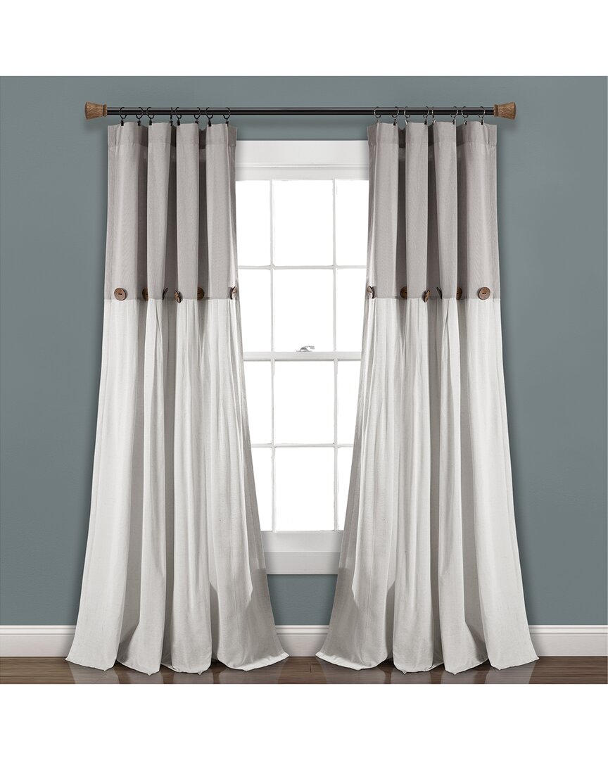 Lush Decor Linen Button New Window Curtain In Gray