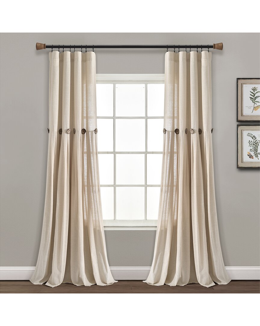 Lush Decor Linen Button New Window Curtain In Linen