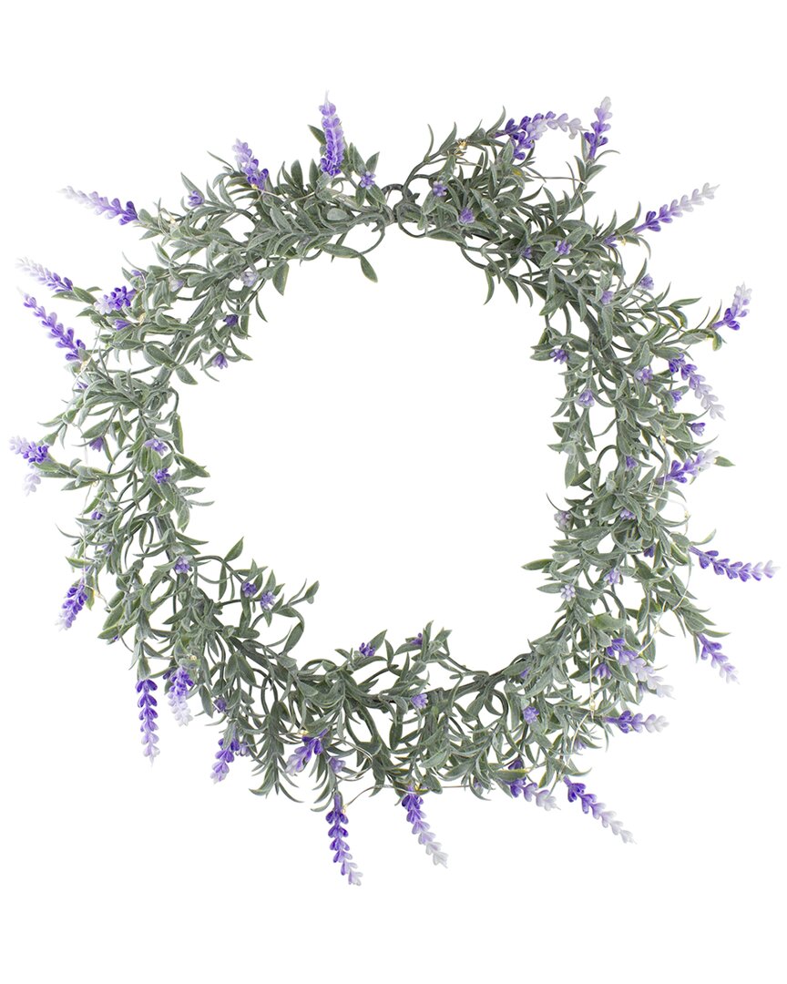 Northlight Pre-lit Battery Operated Ombre Lavender Spring Wreath In White