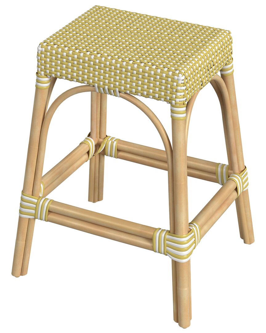 Butler Specialty Company Robias Rectangular Rattan 24.5in Counter Stool In Yellow