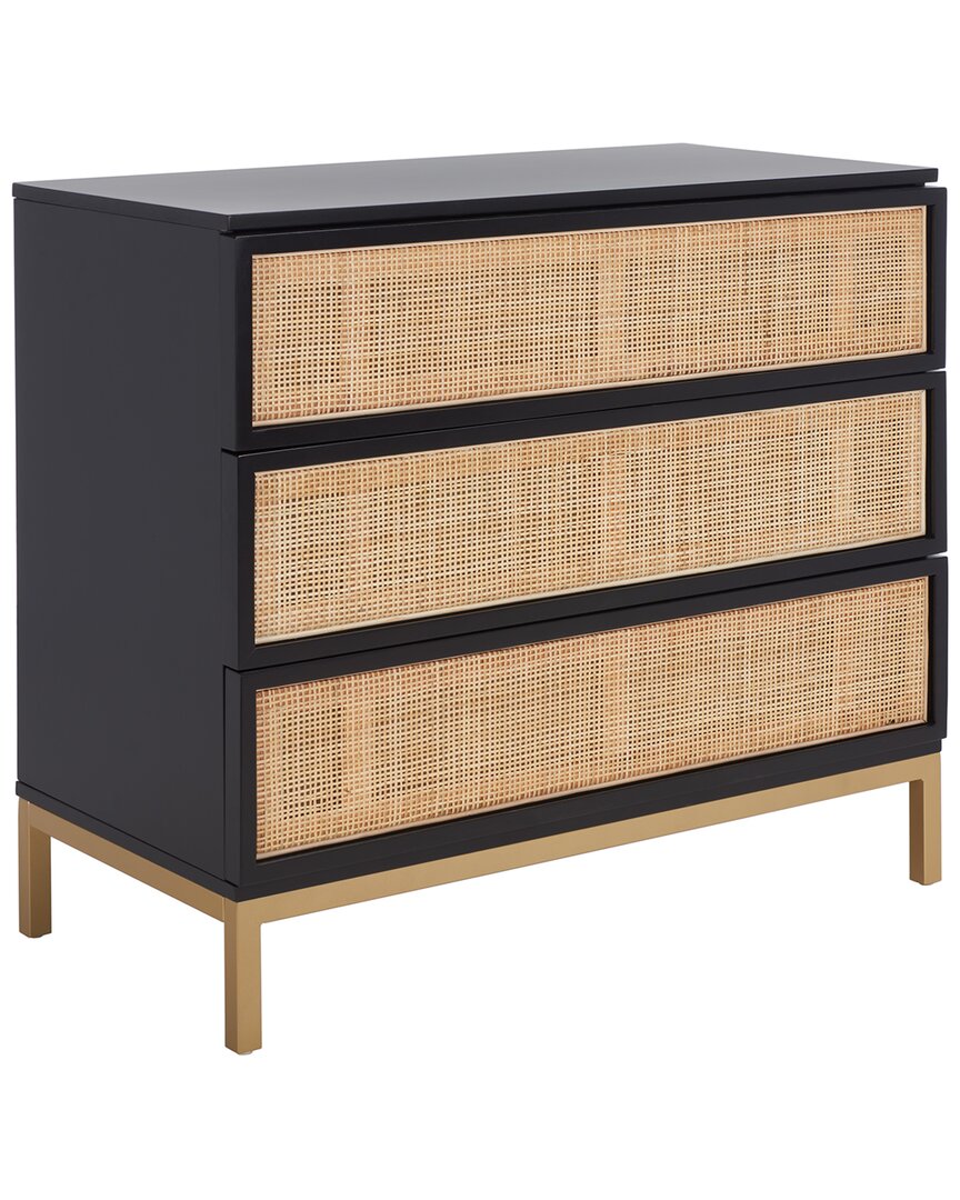 Safavieh Zadie 3-drawer Rattan Chest In Black