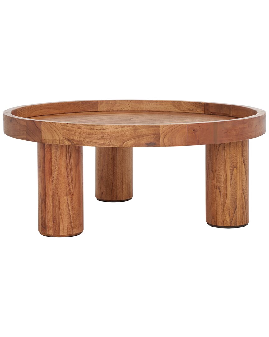Safavieh Meek 3 Leg Round Coffee Table In Brown