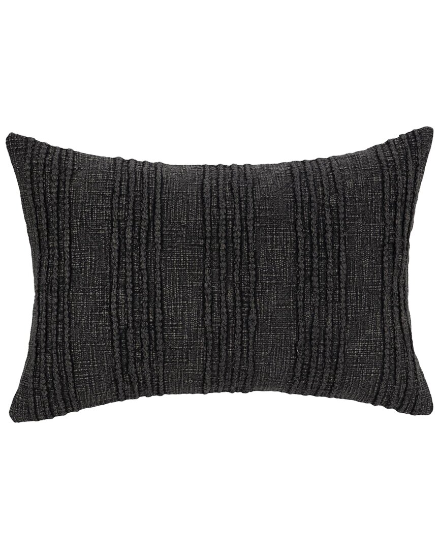 Classic Home Woven Stripe Gratitude Cotton Throw Pillow In Black