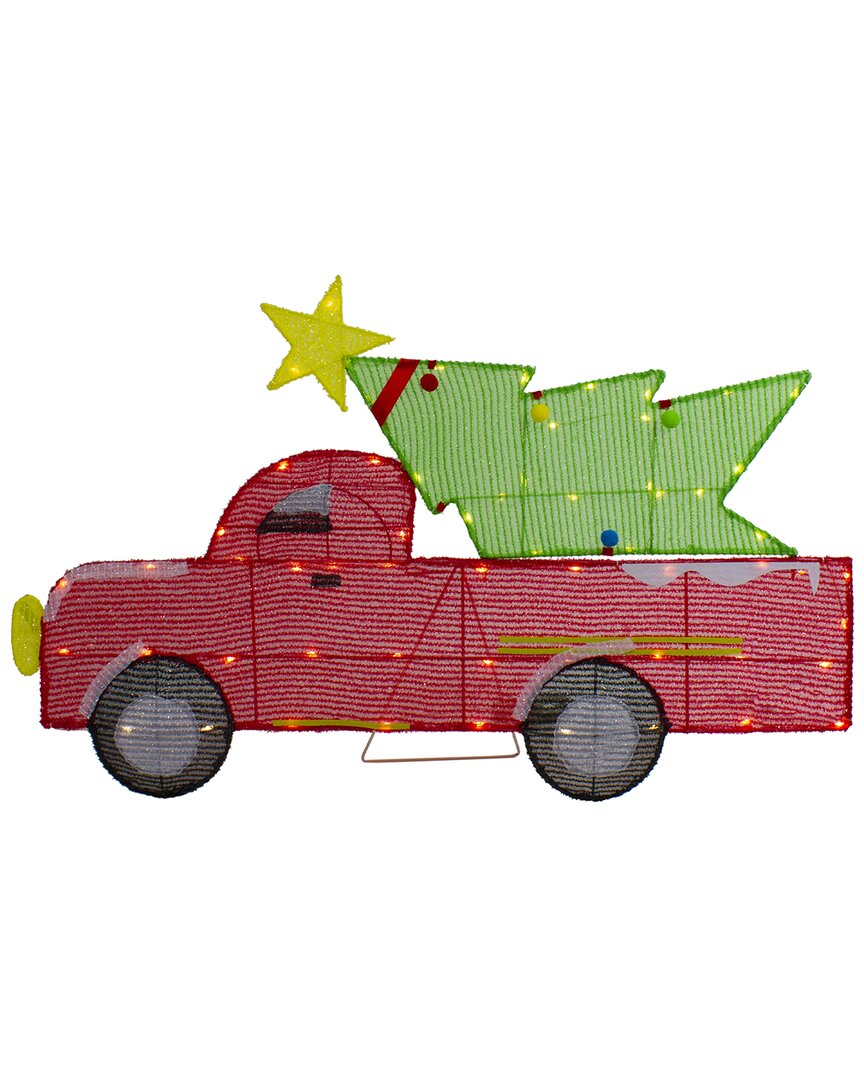 Northlight 36in Led Lighted Red Truck With Christmas Tree Outdoor Display In Red