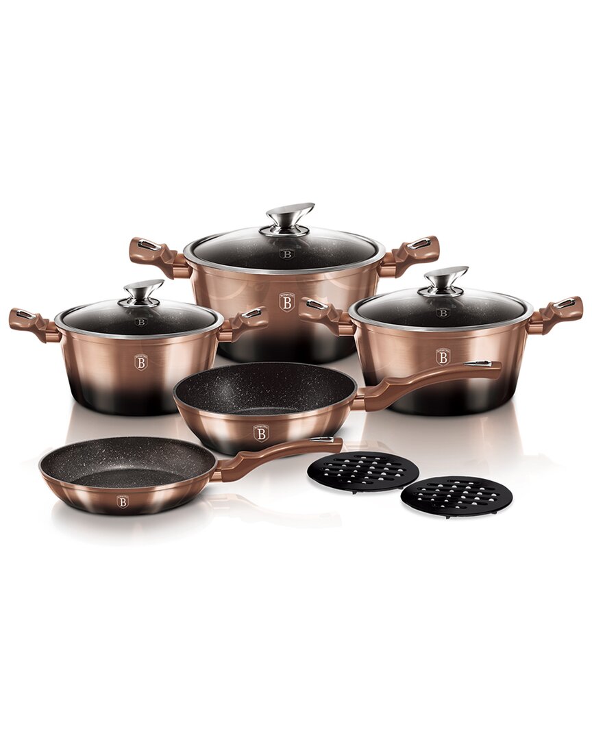 Cermalon 5 Pc Rose Gold Cookware Set With 3 Lids