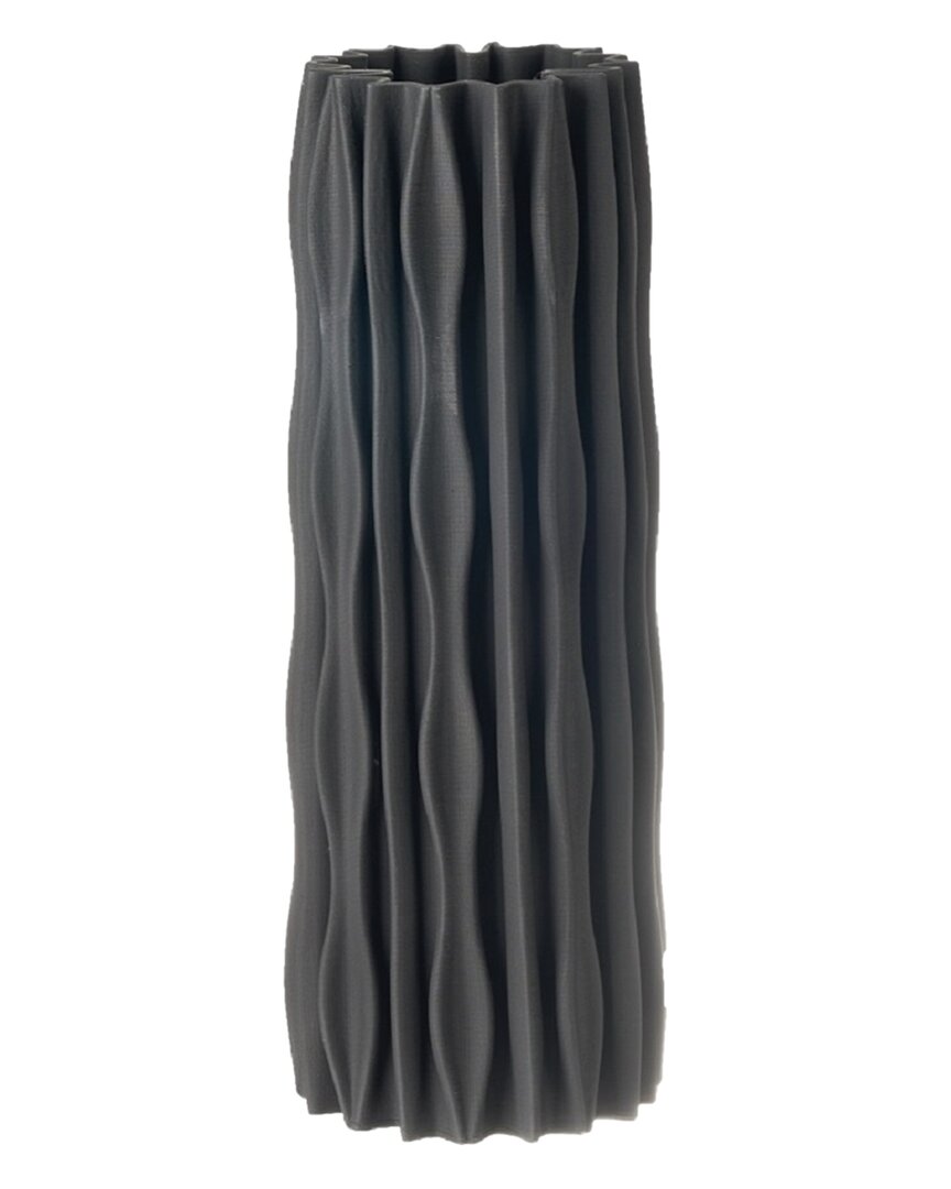 Bidkhome Ceramic 3d Printed Vase In Black