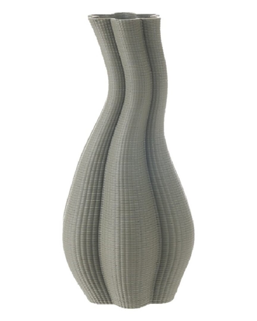 Bidkhome Ceramic 3d Printed Vase In Grey