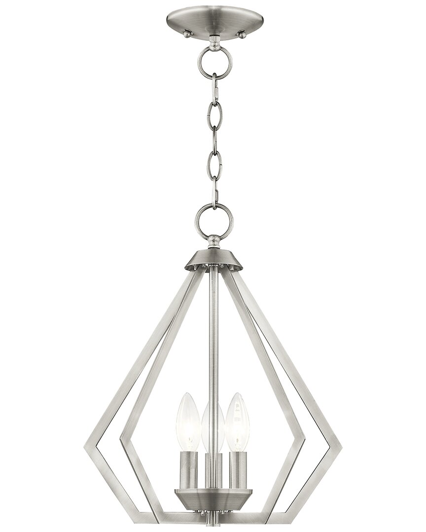 Livex Lighting 3-light Brushed Nickel Convertible Mini Chandelier In Silver