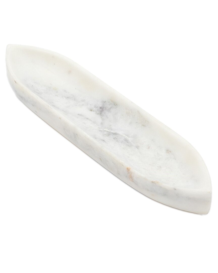 Bidkhome Marble Boat Shape Platter Large White