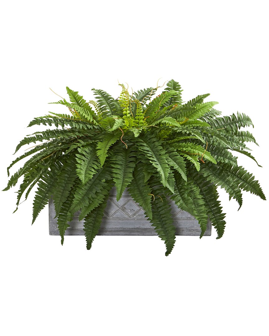 NEARLY NATURAL NEARLY NATURAL BOSTON FERN ARTIFICIAL PLANT IN STONE PLANTER 
