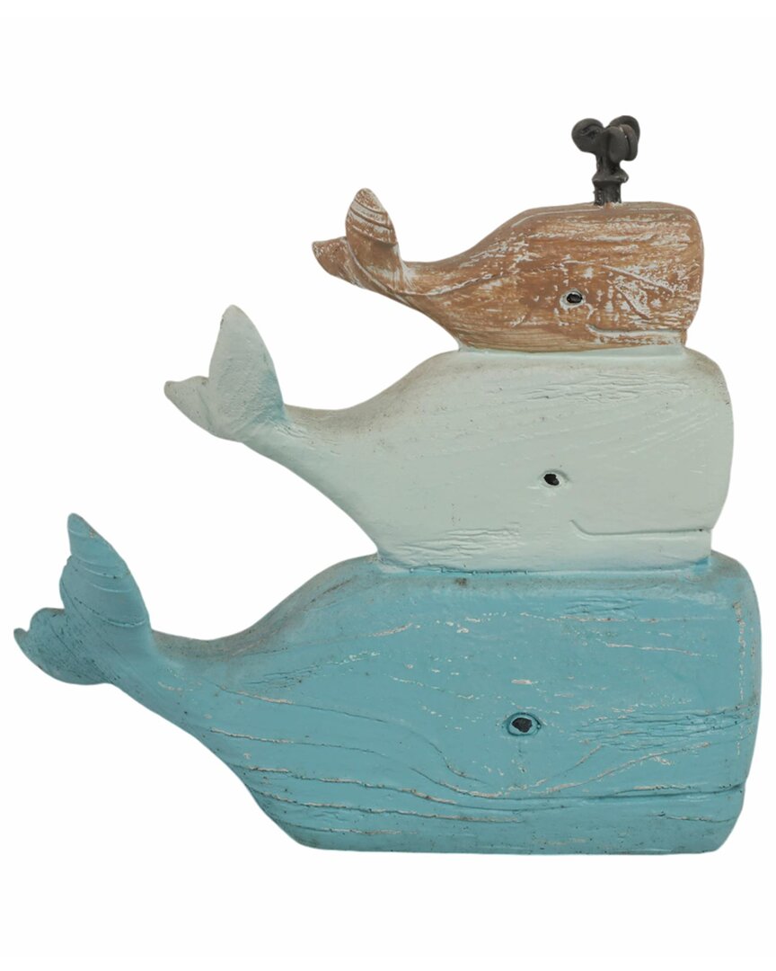 Sagebrook Home 9in Stack Of 3 Whales Figure In Blue