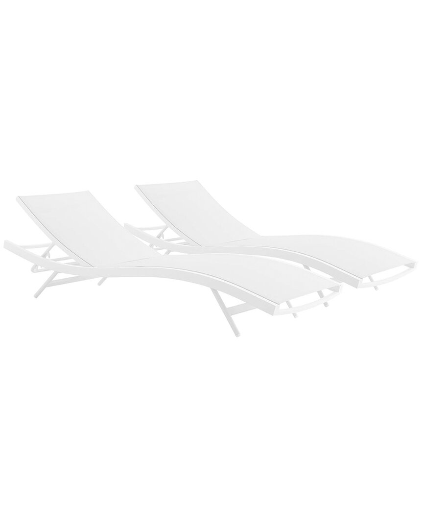 Modway Glimpse Outdoor Patio Mesh Chaise Lounge Set Of 2 In White