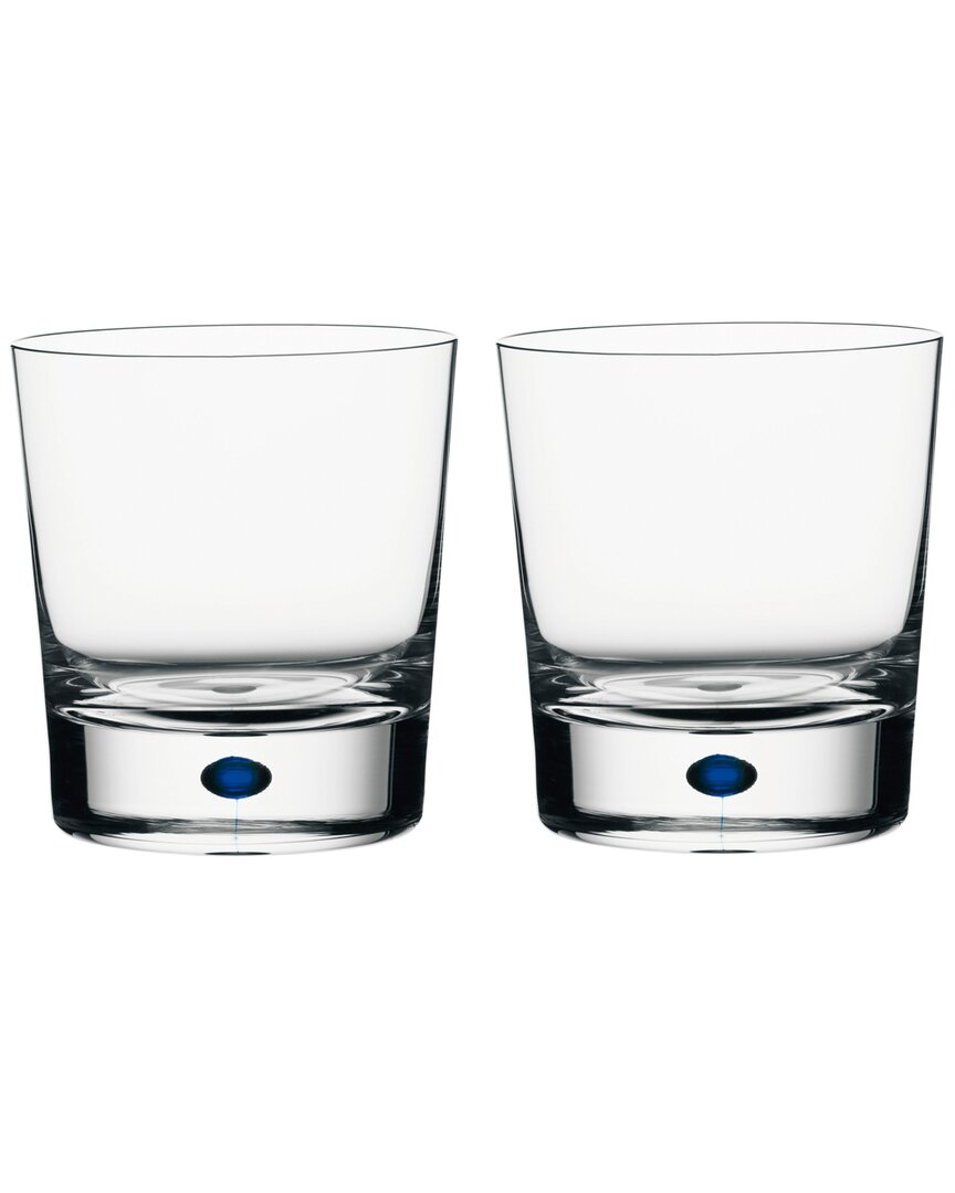 Kosta Boda Orrefors Intermezzo Blue Set Of 2 Double Old Fashioned Glasses