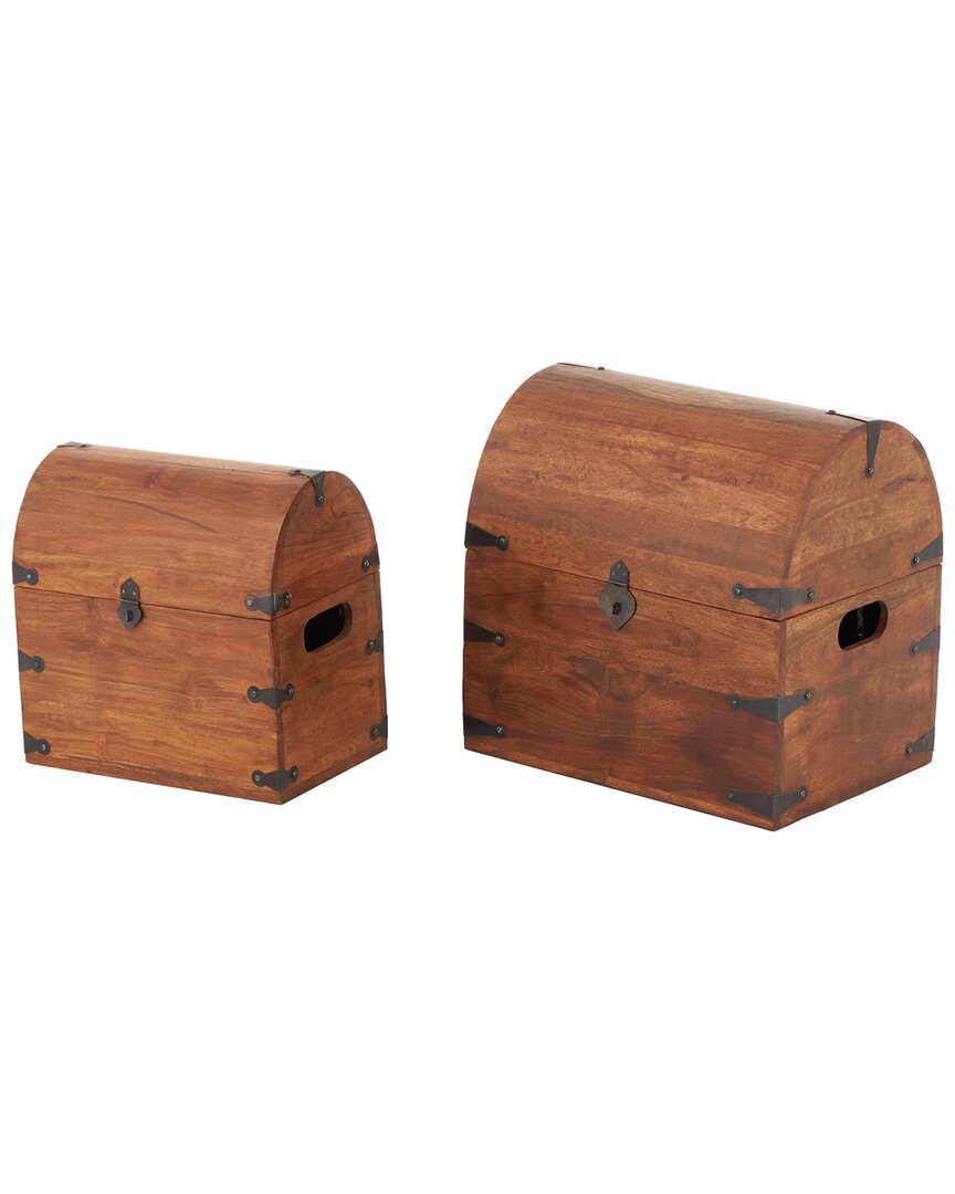 Peyton Lane Brown Wood Handmade Arched Storage Chest Decorati