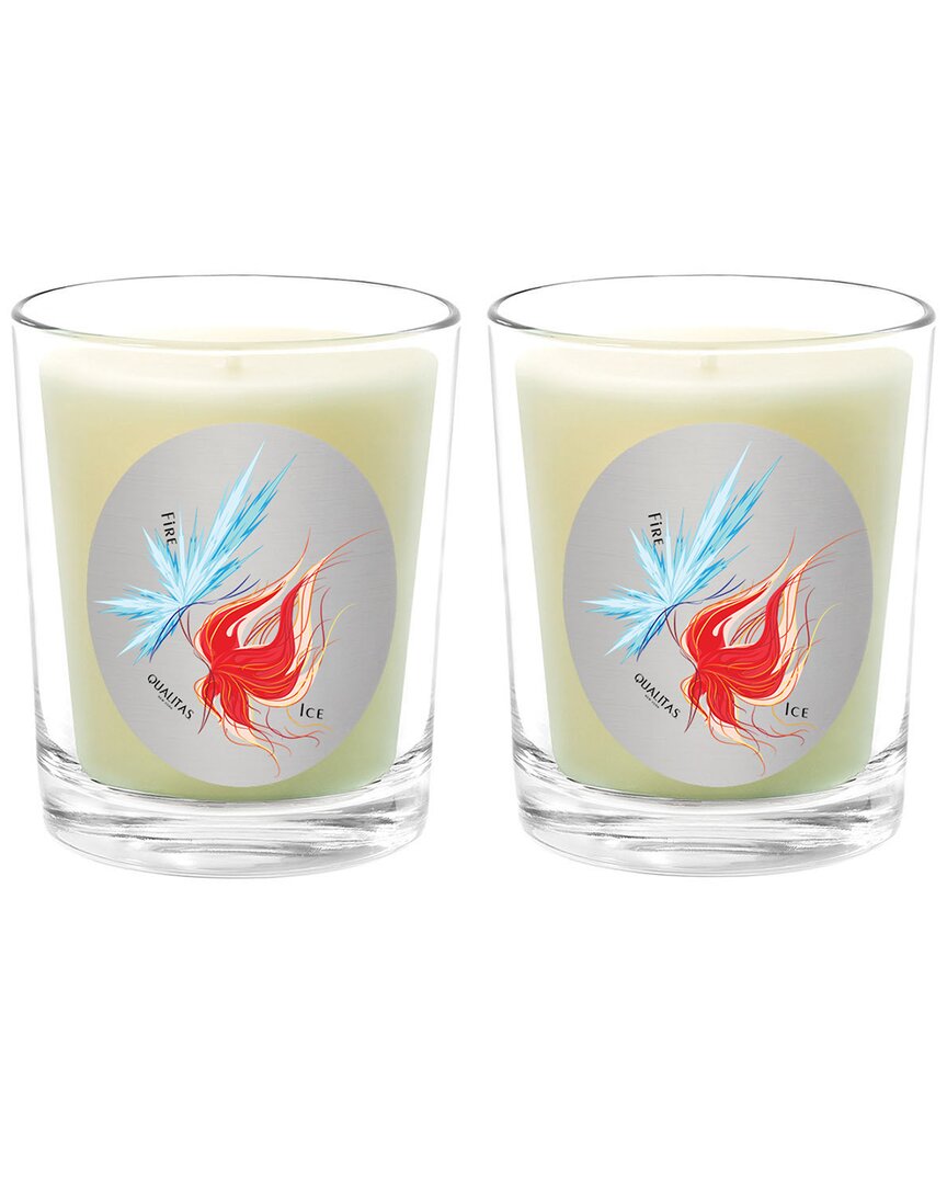 Qualitas Candles Fire & Ice Two Scented Beeswax Candle Set In White