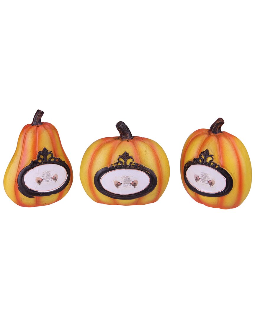 Shop Northlight Set Of 3 Orange And Black Pumpkin Thanksgiving Tabletop Decors 5.5in