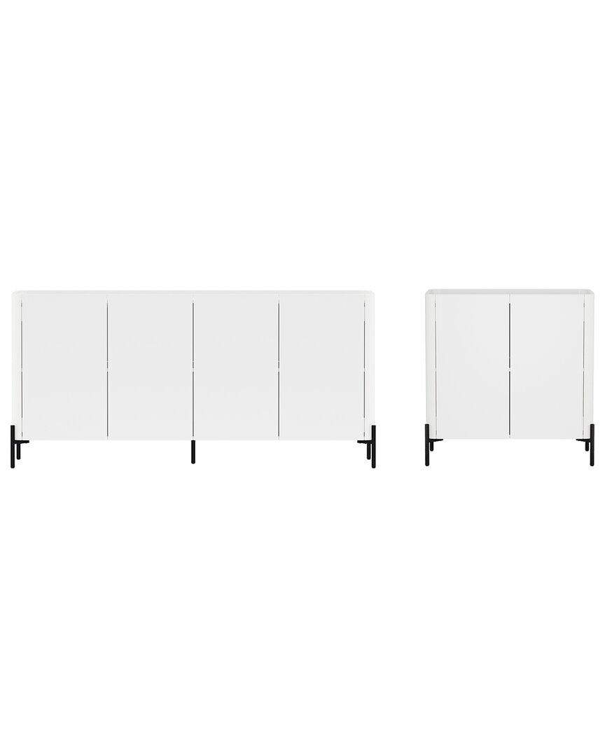 Manhattan Comfort 2pc Modern Abbey Accent Cabinet & 66.9in Sideboard In White