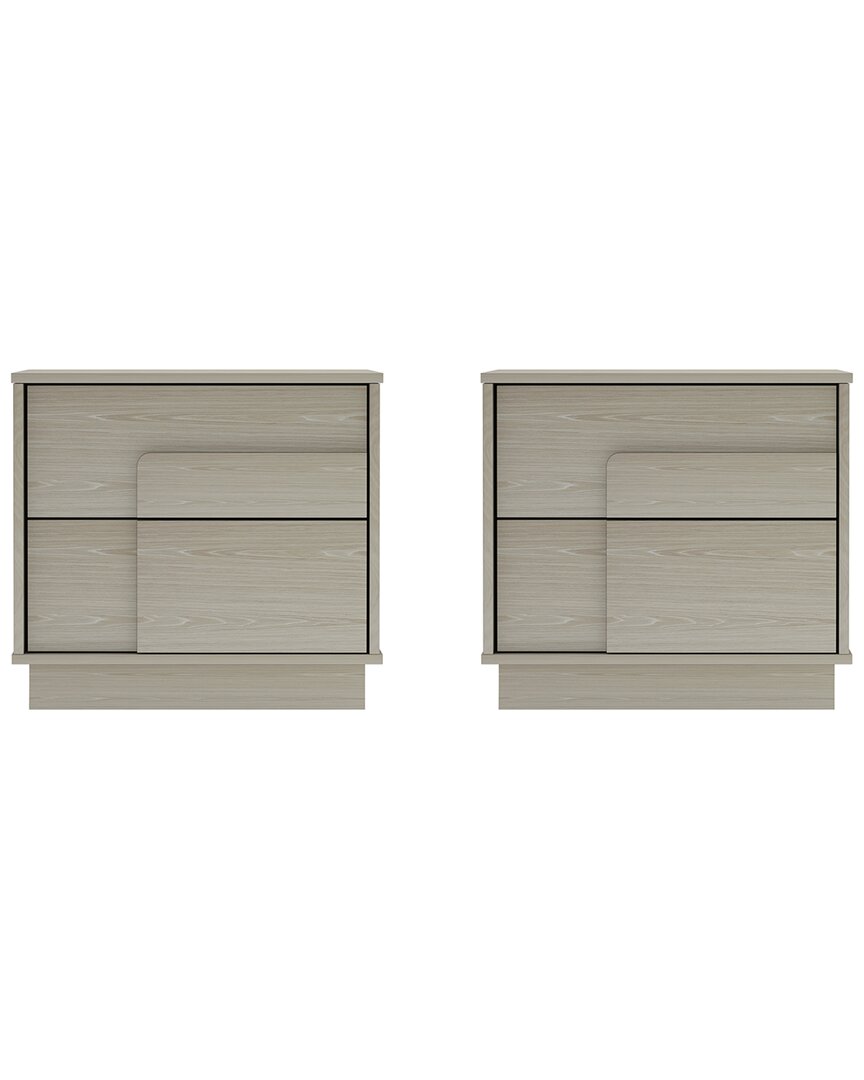 Manhattan Comfort Modern Horizon Nightstand In White