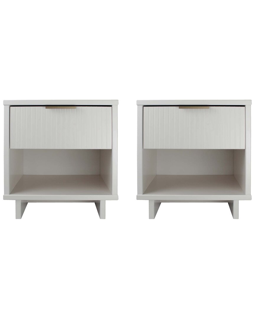 Manhattan Comfort Granville Modern Solid Wood Nightstand In White