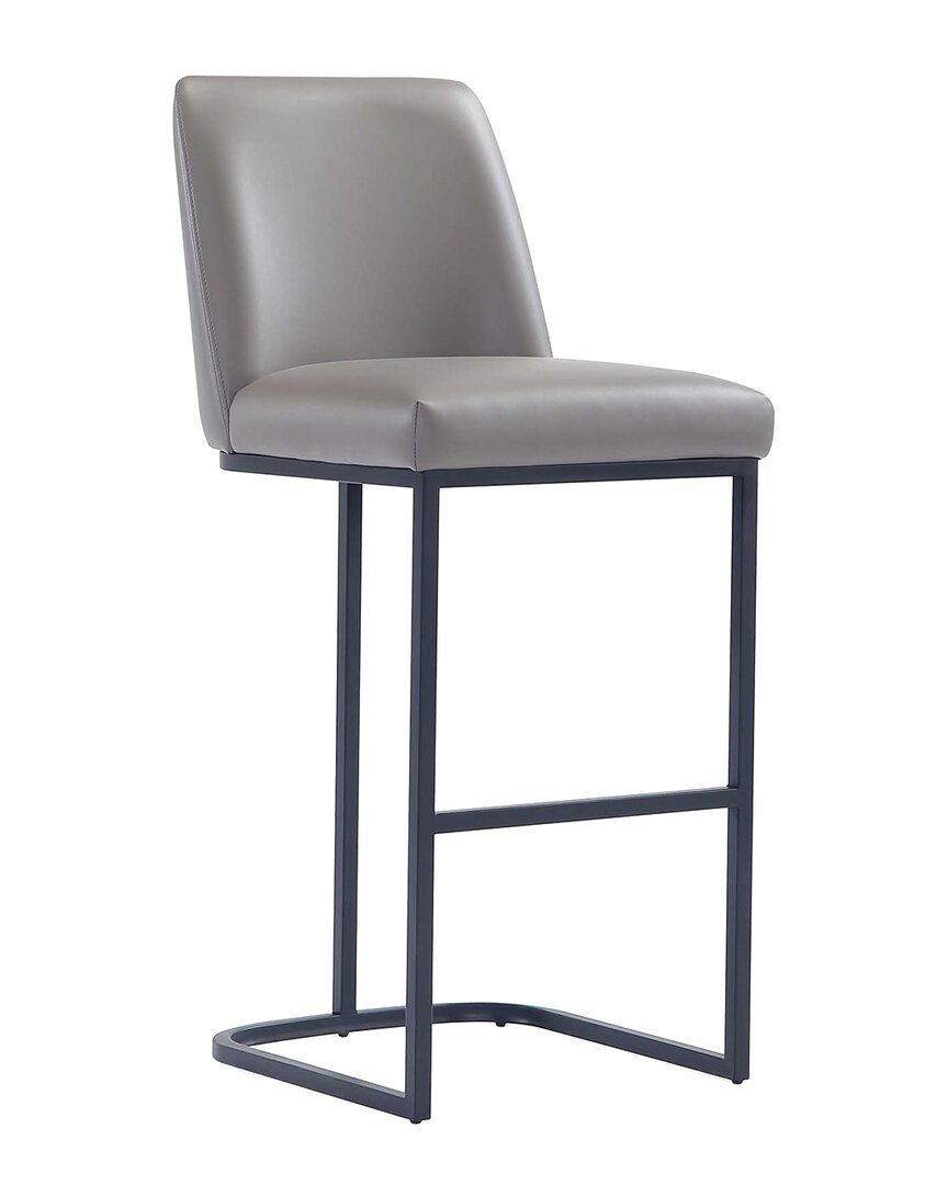 Shop Manhattan Comfort Serena Modern Leatherette Upholstered Barstool In Grey