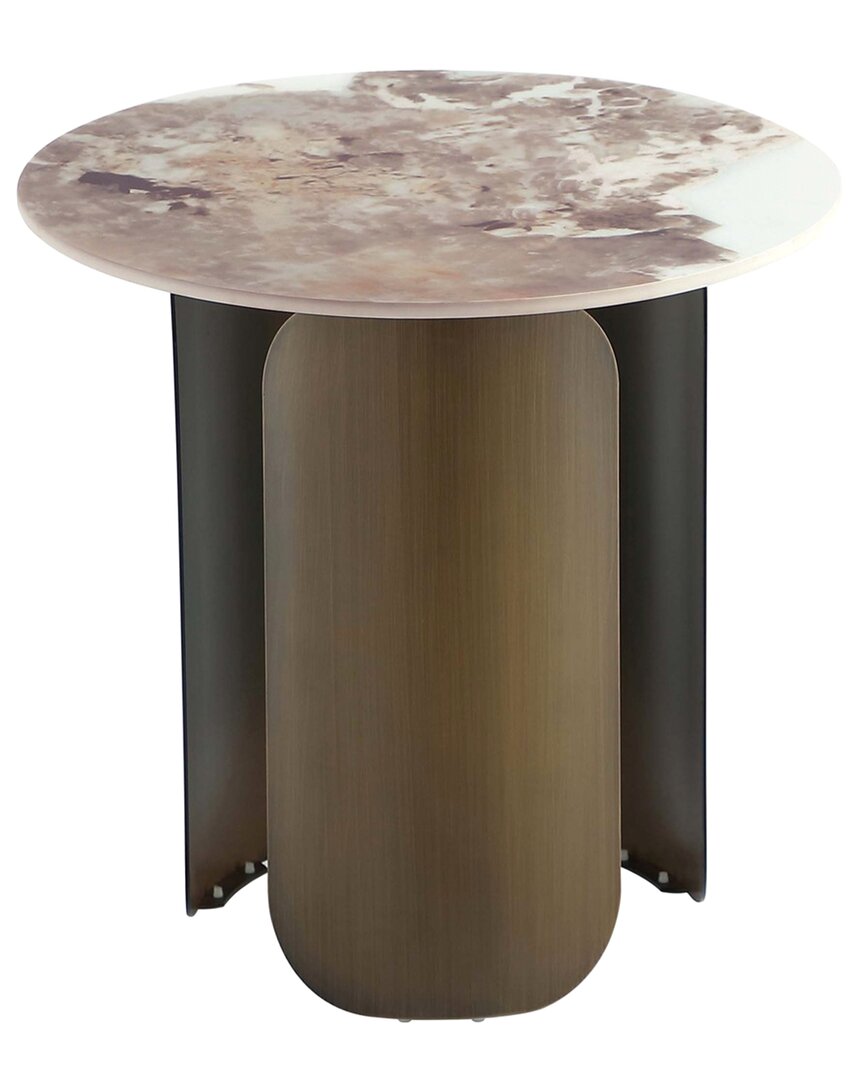Manhattan Comfort Monica Modern End Table In Gold