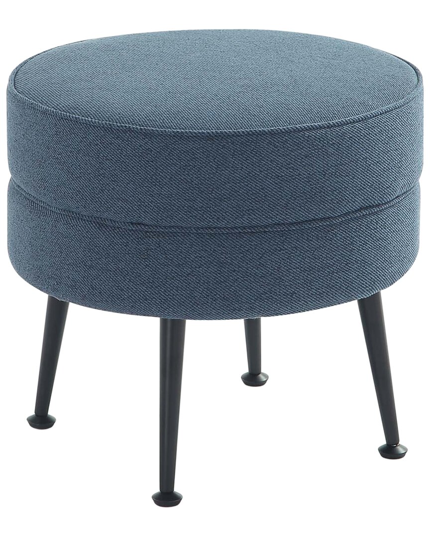 Manhattan Comfort Bailey Mid-century Modern Woven Polyester Blend Upholstered  Ottoman In Blue
