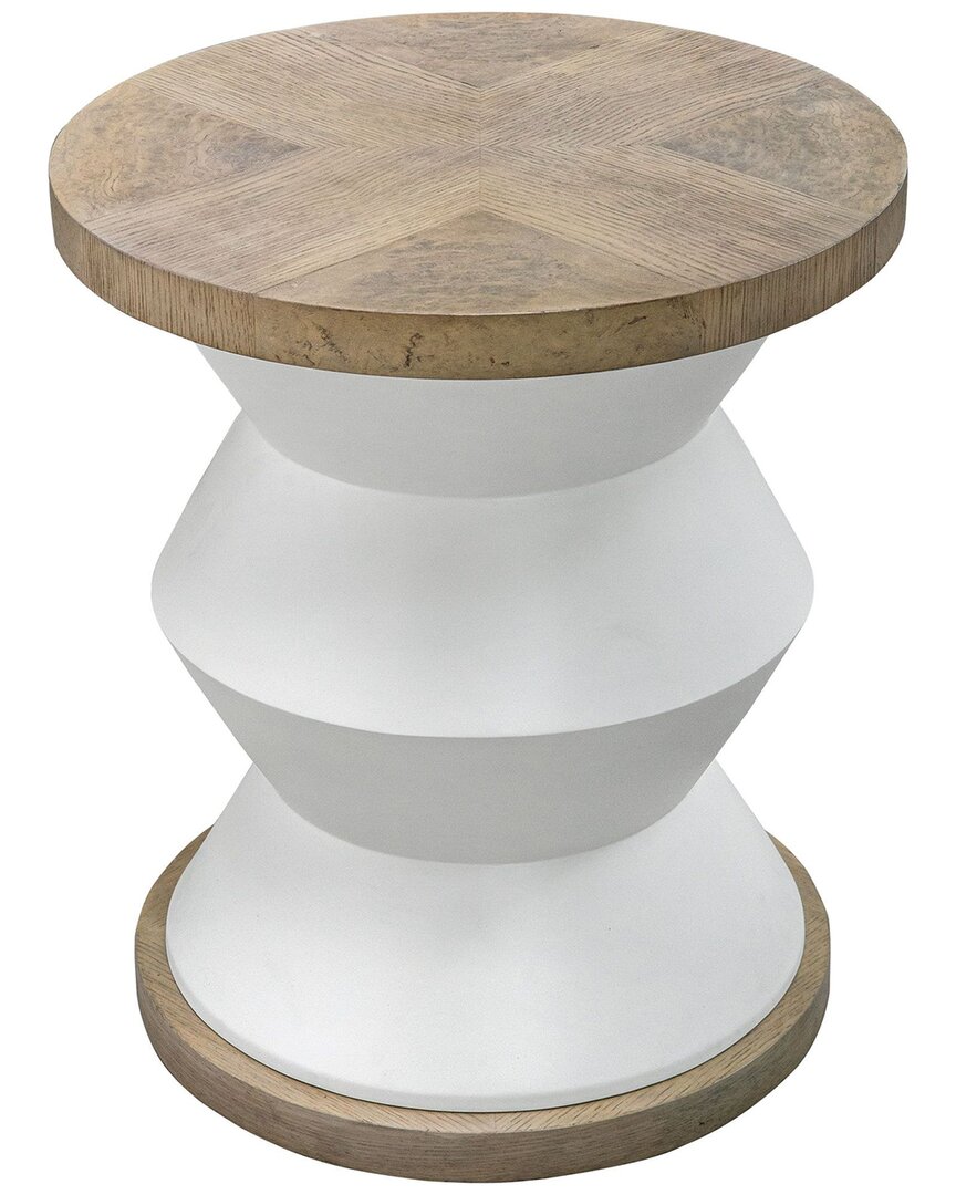 Uttermost Spool Geometric Side Table In White