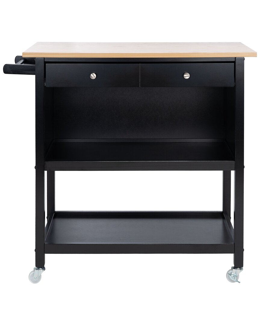 Safavieh Daley Black 2 Drawer 2 Shelf Kitchen Cart In Natural