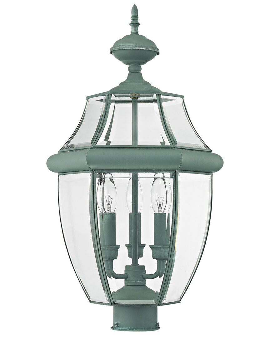Livex Lighting Monterey 3-light Verdigris Outdoor Post Lantern