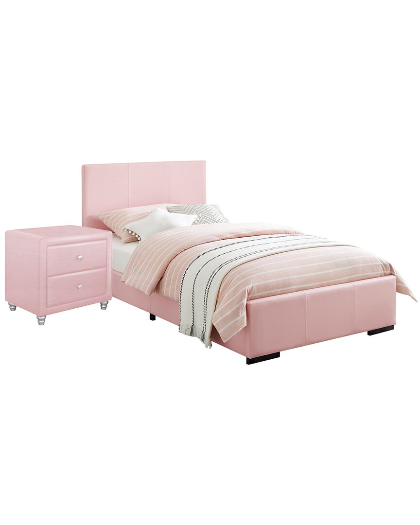 Camden Isle S Hindes Upholstered Platform Bed With Nightstand In Pink