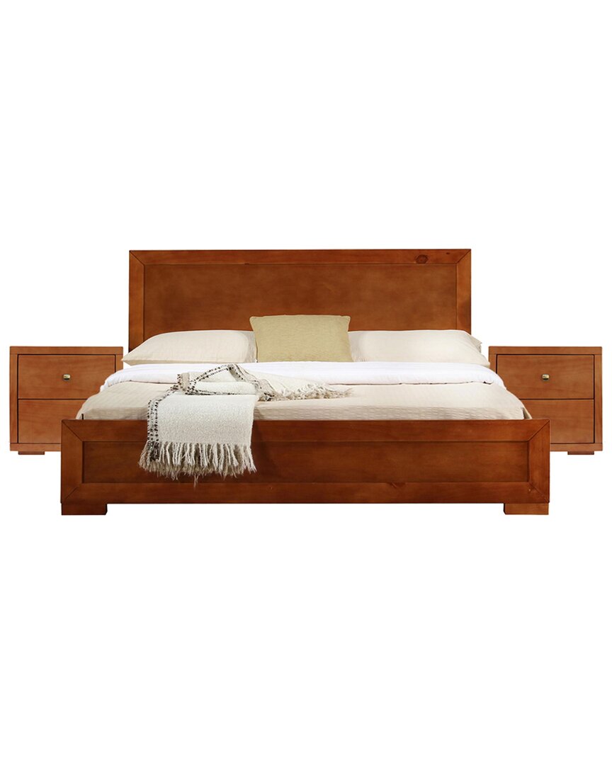 Camden Isle S Trent Wooden Platform Bed With Two Nightstands In Red