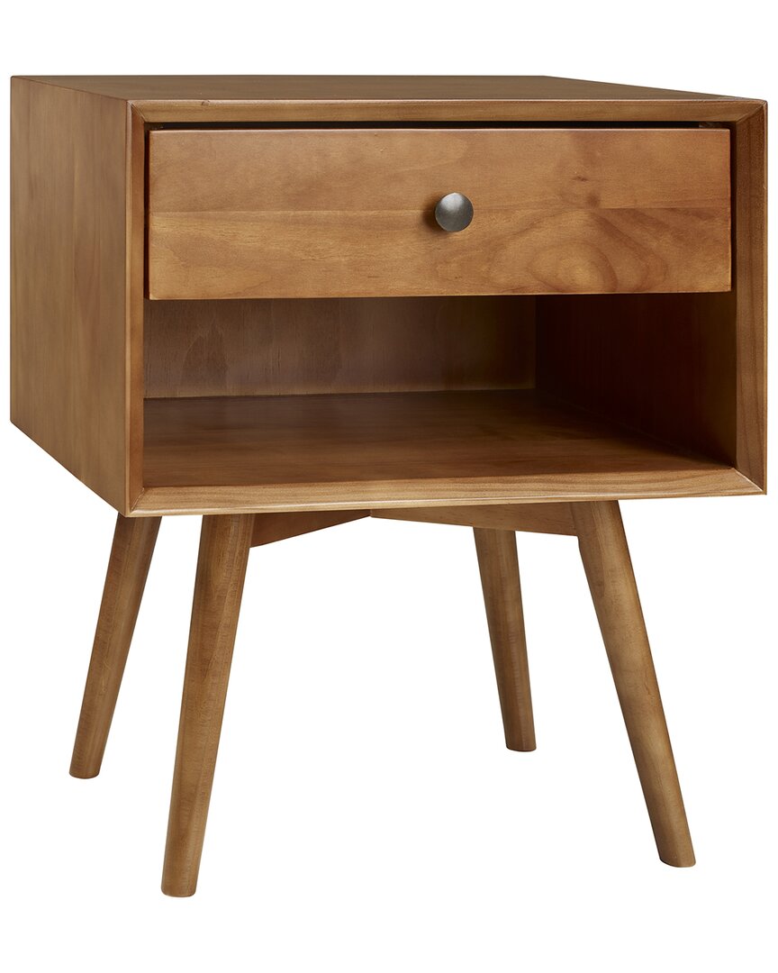 Hewson Mid Century 1-drawer Solid Wood Nightstand In Caramel