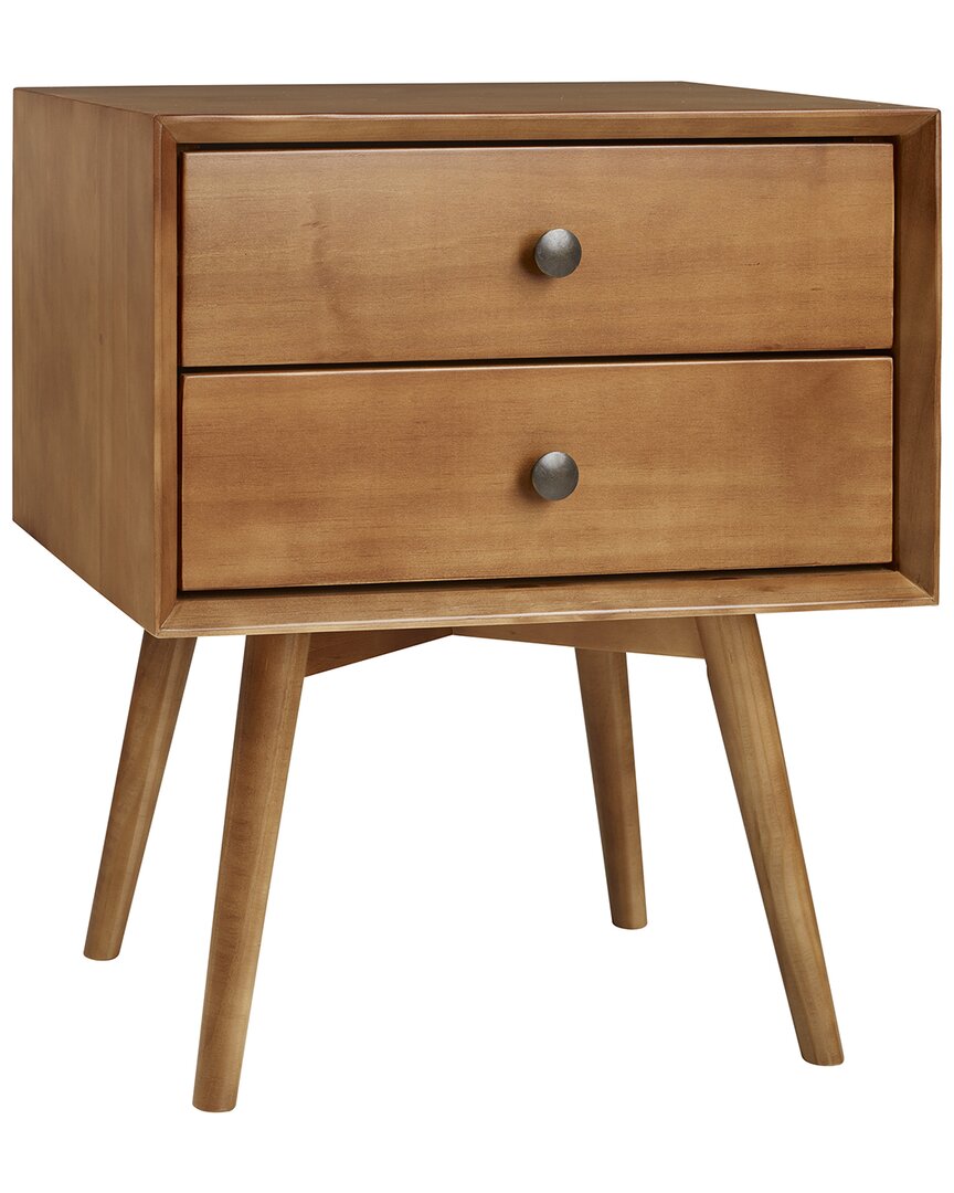 Hewson Mid Century 2-drawer Solid Wood Nightstand In Caramel
