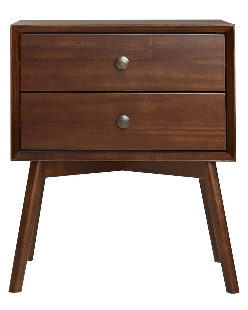 Hewson Mid Century 2-drawer Solid Wood Nightstand In Brown