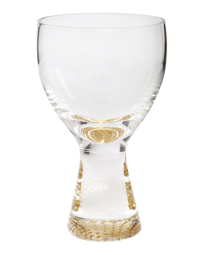 Alice Pazkus Set Of 6 Wine Glasses Gold Reflection Base