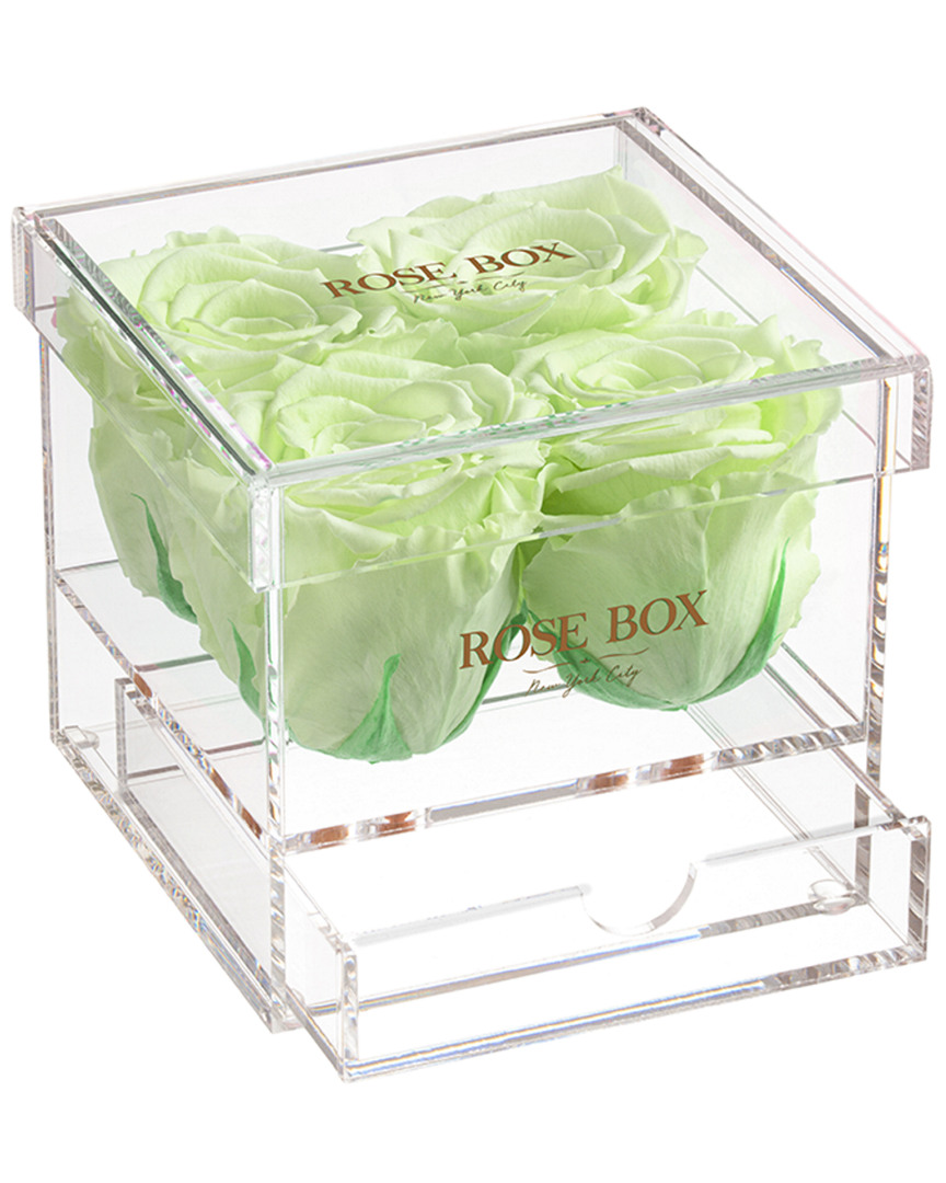 Rose Box Nyc 4 Light Green Roses Jewelry Box