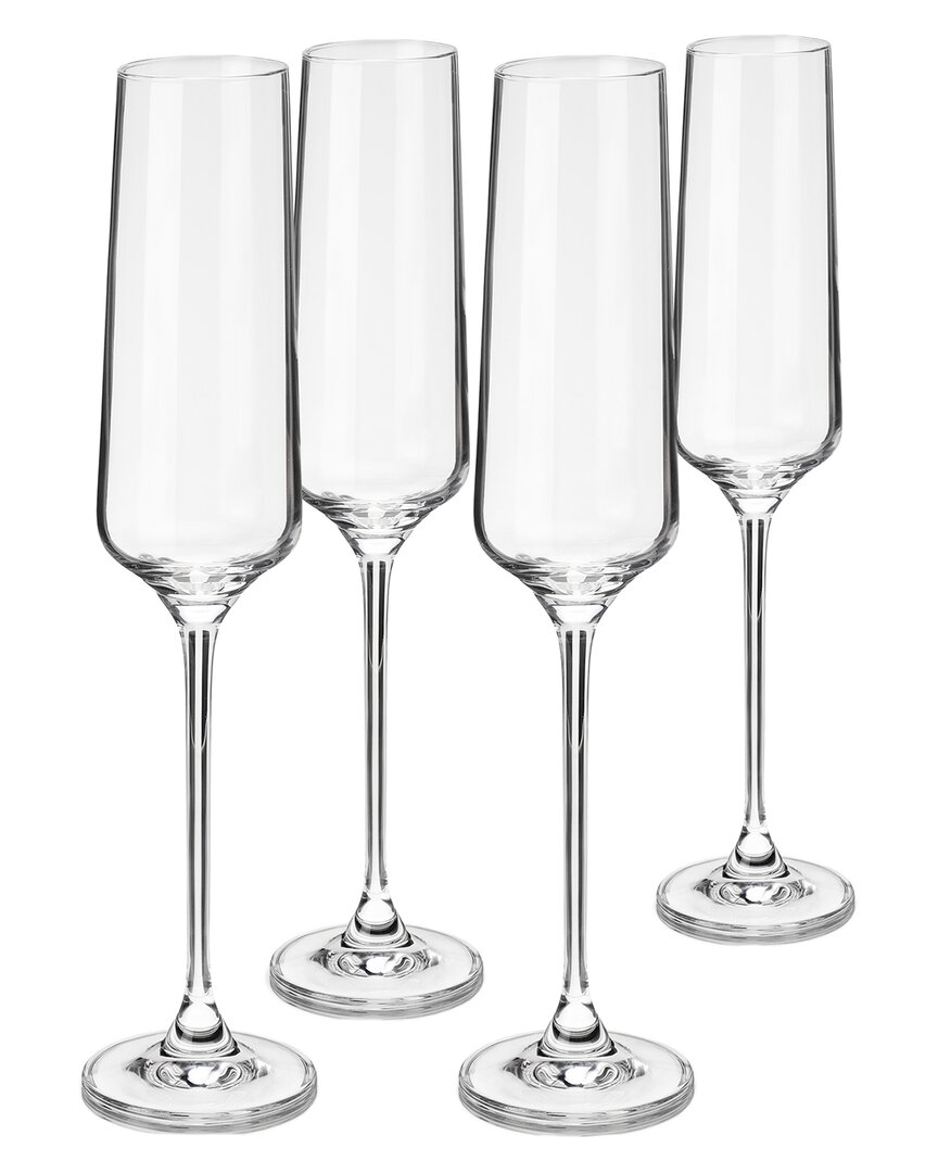 Viski European Crystal Champagne Flutes In Clear