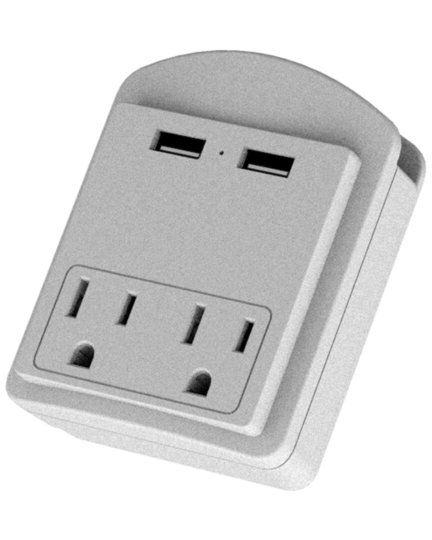 Lax Gadgets Surge Protector White 2 Wall Outlets And 2 Usb Ports